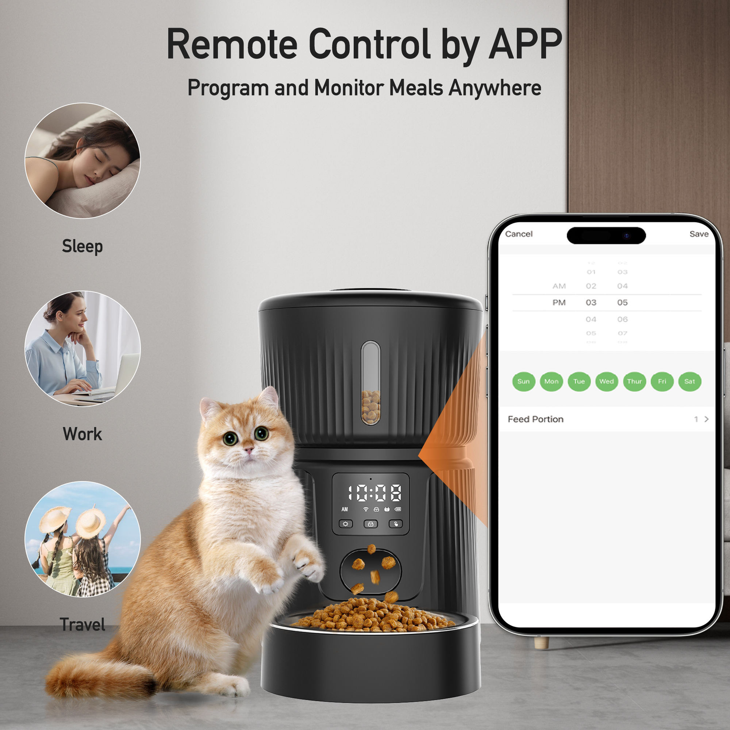 Smart Automatic Cat Dog Pet Feeder 3L APP Control